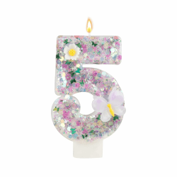 Bolosa Geburtstagskerzen, Kerzen Geburtstag, Kerze 5 Geburtstag, Kerzen Geburtstag Zahl Rosa 5 mit Schmetterling und Blumen, Geburtstag für Kinder, Erwachsene,Jubiläum,Geburtstagsfeier
