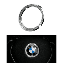 BLINGOOSE für BMW Zubehör Lenkrad Emblem Aufkleber BMW 3 5 6er X1 X2 X3 X4 X5 M2 M3 M6 Glitzer Car Auto Deko Strasssteine Silber 1St