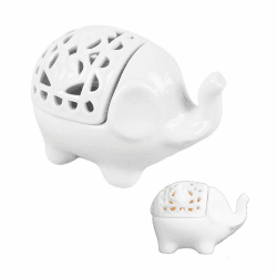 Duftlampe Keramik Weiß, Diffusor für Ätherische Öle, Elefantenstatue Keramik Aromatherapie Diffusoren, Tierformer Ölwärmer Brenner Dekorativer Teelichthalter, Lampe für Büro, Schlafzimmer, Yoga(Weiß)