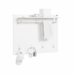SoBuy Garderobenpaneele Wandgarderobe Flurgarderobe Kleiderhaken Hängeregal mit Haken Garderobe weiß BHT ca. 100x70x20cm FHK36-W