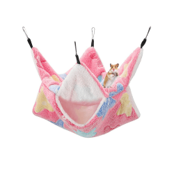 QeeHeng Hängematte für kleine Tiere, für kleine Haustiere, doppellagig, für Frettchen, Ratten, Zuckergleiter und andere kleine Tiere, rosa