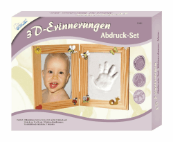 Mammut Spiel & Geschenk MAMMUT 129002 - 3D Erinnerungen Bilderrahmen-Set klein, Komplettset mit Holzrahmen (MDF), 1 Holzroller, 1 Päckchen Modelliermasse und 16 Holzsticker, Kreativset für junge Eltern
