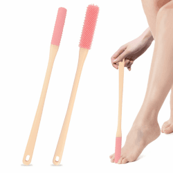 Silikon Fußwaschbürste, 2 Stück Fußbürste Zehenbürste Zehenwascher für die Dusche, Duschbürste mit Langem Stiel Foot Reinigungsbürste Fußdusche Bürste(Rosa)