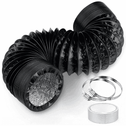 ShnminEU Abluftschlauch 150 mm Schwarz Länge 3m Flexibel PVC Alurohr Lüftungsschlauch mit 2 Edelstahl Schlauchschellen für Klimaanlagen Wäschetrockner Abzugshaube Mobile Klimaanlage