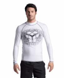 ARENA Herren Men's Rash Vest L/S Graphic Shirt (1er Pack) M White-black