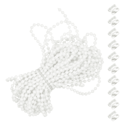 Bailinks Rollo-Schnur, 10 m Kunststoff-Rollo-Perlenkette für Rollos, vertikal, mit 10 Verbindungsstücken, Schnur für Rollos, Ersatzreparaturbeschläge (weiß)