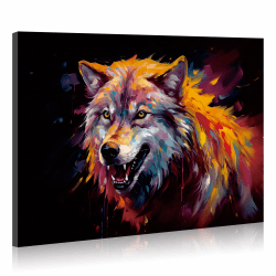 JBER Wolf Leinwand Gemälde Wandkunst, geeignet für Badezimmer Dekoration, Poster Home Decor, lustige Tier Dekoration, gerahmt, 60 X 40cm Wolf 60L x 40B cm