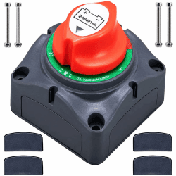 Batterietrennschalter 1-2-Both-OFF - Spurtar Batterie Hauptschalter Autobatterie Batterie Trennschalter 12V 24V 48 Volt, Wasserdicht für Boot Motorrad Yacht Auto KFZ Marine Caravan