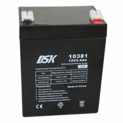 DSK 10381 - Versiegelte wiederaufladbare AGM-Bleibatterie 12V mit 2,9Ah. Ideal für Auto- und Elektromotorräder für Kinder, Motorroller, USV-Systeme, Sicherheits- und Kommunikationssysteme…