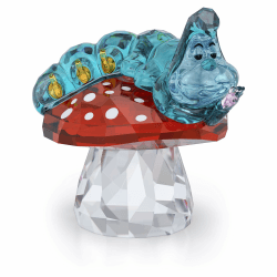 Swarovski Alice in Wonderland Blaue Raupe, Detailverliebte Raupe in Mehrfarbigem Kristall auf Einem Zauberpilz in Rotem und Klarem Kristall