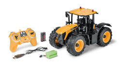 CARSON 500907653 - 1:16 RC Traktor JCB 2.4G 100% RTR - Ferngesteuertes Fahrzeug, Traktor mit Funktionen Licht und Sound, Ferngesteuerter Traktor, Gelb