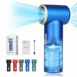 Kica JetFan Mini - Tragbarer Handventilator, USB Ventilator, 14 Stunden Betriebszeit, Stufenlose Geschwindigkeitsregelung, Metallmaterial, für Reisen, Büro, Zuhause, Sommergeschenke - Blau