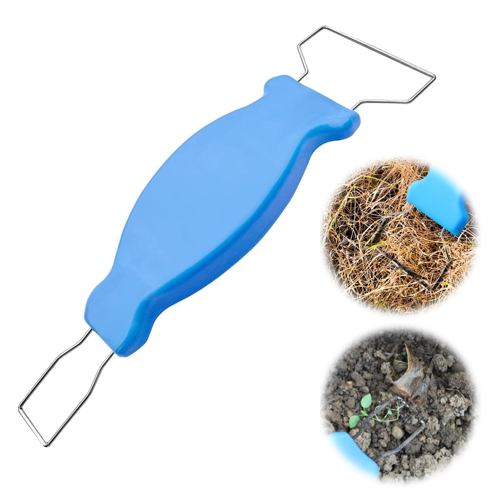 EnixwH Gartenwerkzeug Unkraut Entferner Gerät, Tragbare Unkrautentferner Gartengeräte, Unkrautstecher mit Stiel 25,3 × 7,3 CM, Garten Gadgets Gartenkralle für Jäten, Lösen, Geschenk für Gärtner (Blau)