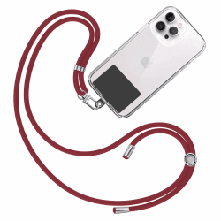 TBOC Band Handykette Schlüsselband Kette Handyschnur [Bordeaux] Zum Aufhängen Nacken Umhängen Universal für Handy mit Pad [Schwarz] Handyband Patch Karabiner Handy Lanyard Schlüsselbänder