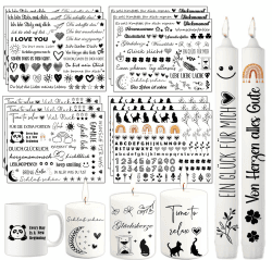 12 PCS Kerzentattoos Kerzen tattoo Wasserschiebefolie Kerzen Kerzensticker Kerzen Tattoos Kerzen Dekorieren Kerzensprüche (MIX-A)
