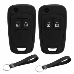 2 Tasten Autoschlüssel Gehäuse für Opel Astra Meriva Cascada Mokka Zafira Adam Insignia,Schutzhülle Silikon Cover Schlüsselhülle,Schwarz+Schwarz