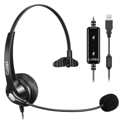 USB Headset PC mit Mikrofon Noise Cancelling & Lautstärkeregler, PC Kopfhörer für Laptop Skype UC Lync SoftPhone Call Center Office Business, Kristallklar Chat, Super Leicht, Ultra Komfort
