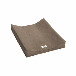 Wickeauflagenüberzug für 2-Keil-Mulde aus Musselin, nougat, Made in Germany, OEKO-TEX Standard 100, Größe: 50/65 cm