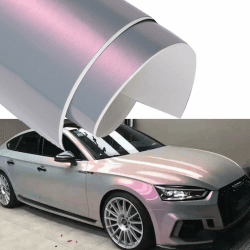 Blueshyhall Autofolie Chamäleon Effekt, Autofolie Glänzend Rosa und Grau, Car Wrapping Folie Metallic, Auto Folie Verlauf mit Selbstklebend und Luftkanälen, Auto Folie Aussen Wasserfest (50 x 152 cm)