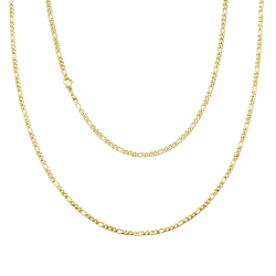 Viwind Herren Kette Figaro Ketten Halskette Herren 3/5/7/9mm Hip-Hop Chain 45-55cm 18K Gold Vergoldet/Silber Farbe Edelstahl Figarokette1+3 Gliederkette für Jungen Männer 55cm Gold Farbe-3mm