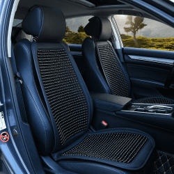 Blueshyhall Auto Sitzbezug mit Massage, 1 Stück Coole Atmungsaktive Autositzbezüge Sitzauflage Auto Vordersitze Holzperlen Sitzauflage Universalle Massagekissen für Auto, Büro (Schwarz)