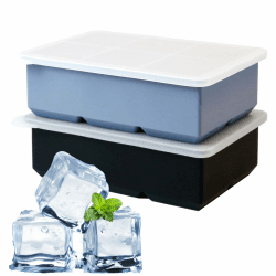 GylSun 5 cm große Eiswürfelformen, 2 Stück mit Deckel, lebensmittelechtes Silikon, wiederverwendbar