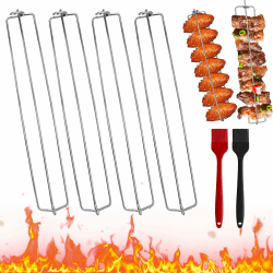 4 Stück Hähnchenschenkel Halter für Grill Spareribs Halter Grill Rippchenhalter Grill Hähnchenschenkel Halter Grillgabel Grilling Chicken Wings Picknick Camping Grillen schaschlikspieße edelstahl
