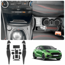 LUWU Kompatibel mit Ford Puma ST Line 2020-2024 2025 Gummimatten Mittelkonsole Antirutschmatten Getränkehaltermatt Türschlitzmatte Aufbewahrungsbox Rutschfestermatte Puma 2024 Zubehör (Weiß)