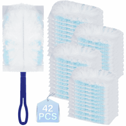 42 Stück Staubmagnet für Swiffer mit 1 Griff, staubmagnet nachfüllpack für swiffer,Tierhaare für swiffer staubwedel nachfüllpack, Staub, Schmutz Elektrostatischer Staubwischer für Haushalt, Schule