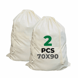 LYRVON PREMIUM 2er-Pack Wäschesack Baumwolle - Groß 100L Stoffbeutel mit Kordelzug, Strapazierfähige Wäschebeutel für Schmutzwäsche, Oeko-TEX® Zertifiziert, Reisewäschesäcke (2, 70 x 90)
