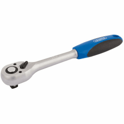 Draper 16429 Umschaltknarre, weicher Griff, 1,27 cm, Vierkantantrieb, 72 Zähne, 5 cm x 4,2 cm x 26 cm, blau