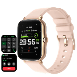 Smartwatch Telefonieren mit Lautsprecher,1.7 Zoll Touchscreen,Direkt Koppeln mit Bluetooth Kopfhörer Kabellos,Musikspeicher,Whatsapp Fähig,Fitness Tracker Blutdruck Pulsuhr Schrittzähler Sportuhr rosa
