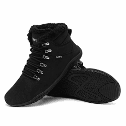 Merdoo Barfuss Schuhe Damen Herren für Frühling Breite Zehenbox Walking Schuhe Zero Drop Solhe Barfußschuhe Gefüttert Leder Stiefeletten Wasserabweisend Rutschfest Sneaker Unisex 37-47EU Schwarz 40 EU 1 Nr. größer wählen