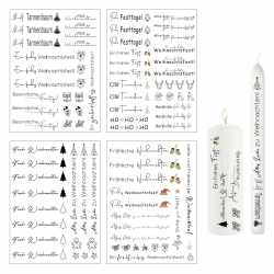 Ronoza® 4 Stück Kerzentattoos Weihnachten, Wasserschiebefolie Kerzen, Kerzenfolie, Kerzentatoo, DIY Geschenk, Kerzentattoo, Deko Herbst, Kerzen aufkleber, Kerzen Tattoo (Weihnachten Deko E) A5 19X14CM Weihnachten E