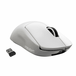 Logitech G PRO X SUPERLIGHT kabellose Gaming-Maus mit HERO 25K Sensor, Ultra-leicht mit 63g, 5 programmierbare Tasten, 70 Stunden Akkulaufzeit, PTFE-Füße ohne Zusatzstoffe, PC/Mac - Weiß