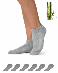 Snocks Premium Bambus Sneaker Socken Herren und Damen 6 Paar - Weiche Atmungsaktiv Knöchelsocken gegen Schweißfüße - Kurze Socken Ideal für Sport und Alltag - Gr. 35-50 Grau 39-42