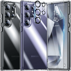 UniqueMe für Samsung Galaxy S24 Ultra Hülle, 5-in-1-Set Handyhülle für Samsung S24 Ultra Case Rundumschutz Schutzhülle Cover,1 Handyhülle & 2 Schutzfolie & 2 Kameraschutz - Transparent