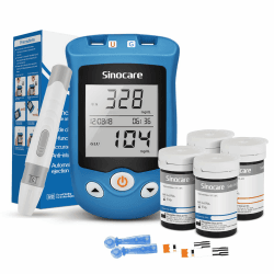 sinocare Harnsäure Messgerät Blutzuckermessgerät, Safe AQ UG Blutzuckermessgerät Set mit 50 Blutzuckerteststreifen und 50 Harnsäureteststreifen (Safe UG Kit mit Teststreifen 50+50)