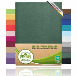 leevitex® Spannbettlaken 180x200cm - 200x200cm | Spannbetttuch Bettlaken | 100% Jersey Baumwolle | Matratzenhöhe bis 25 cm | Ökotex | Dunkelgrün 180x200 - 200x200 cm Dunkel Grün