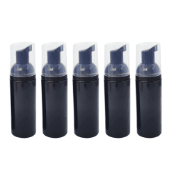 FSSTUD 5 Stück 60 ml Kunststoff Schaumspender Flasche leere schäumende Pumpflaschen nachfüllbare Handseife Shampoo Flasche Reise Kosmetik Make-up Behälter Schwarz