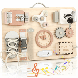 Joyreal Motorikbrett ab 1 2 3 Jahr - Montessori Busy Board Activity Board Motorikboard Montessori Spielzeug Brett Motorikspielzeug Sensorik Board