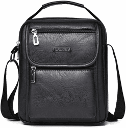Hjkiopc Umhängetasche Herren Schultertasch Crossbody Handytasche Messenger Bag Herrentasche Shulder Bag Leder Brusttasche (C-Schwarz)