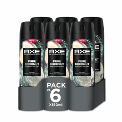 Axe Sparpack Deospray für Herren Pure Coconut Premium Duft, 6 x 150 ml