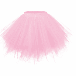 Girstunm Damen Tutu Tüllrock 50er Vintage Tüllrock Petticoat Mehrfarbig Bubble Tanzkleid Rock Unterrock Tütü Kurz Ballett XL Rosa
