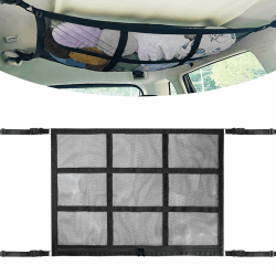 Gepäcknetz Auto, 90X65CM Universal Doppelschicht Gepäcknetz Dach, Autodach Aufbewahrung für Decken, Autogepäcknetzorganizer für Vier Dachhaltegriffe für SUV, Jeep, Van etc