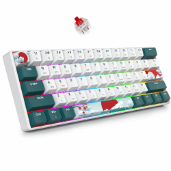 SOLIDEE 60% mechanische Gaming-Tastatur Wired/Bluetooth 5.0 Dual-Mode-Tastatur,RGB LED-Backstreuit Tastaturen,61 Tasten hot swap mit linearem Gateron Red Switch für PC-Spieler(GT61 Forest/Red)