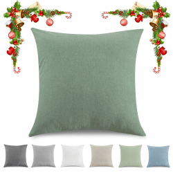 TOCOMOA 1 Stück Kissenbezug 40x40 cm - 100% Gewaschene Baumwolle Kissenbezüge Oeko-TEX Zertifiziert, Leinenoptik und Atmungsaktiv Kissenhülle, Grün Kopfkissenbezug mit Reißverschluss