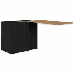 Jazz Moderner Eckschrank Küche mit Arbeitsplatte in Schwarz matt, Lanzelot Eiche Optik - Geräumiger Eck-Unterschrank mit viel Stauraum - 115 x 90 x 60 cm (B/H/T)