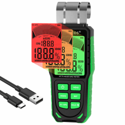 Feuchtigkeitsmessgerät Zerstörungsfreie Feuchtigkeitsmessgerät für Wände 5-40mm Analysetiefe Teppichfeuchtigkeitsmesser mit Farb-LCD und Akustischem Alarm Geeignet für Beton, Gips, Zement,Holz