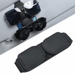 Kytpyi Brillenhalter für Auto, Sonnenbrillenhalter Auto, Magnetische Brillenhalterung Auto Sonnenblende, Kratzfester Leder Sonnenbrillen Halter Auto für 2 Paar Brillen Karten Ticket (Schwarz)